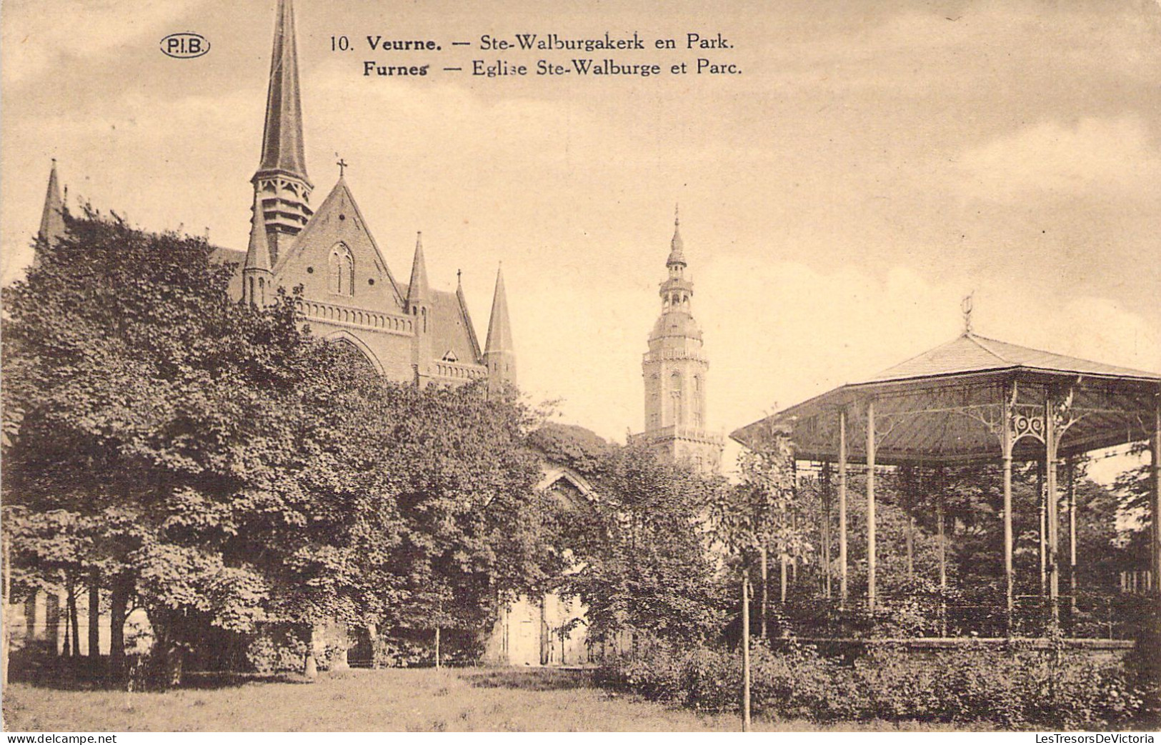 BELGIQUE - FURNES - Eglise Ste Walburge Et Parc - Carte Postale Ancienne - Sonstige & Ohne Zuordnung