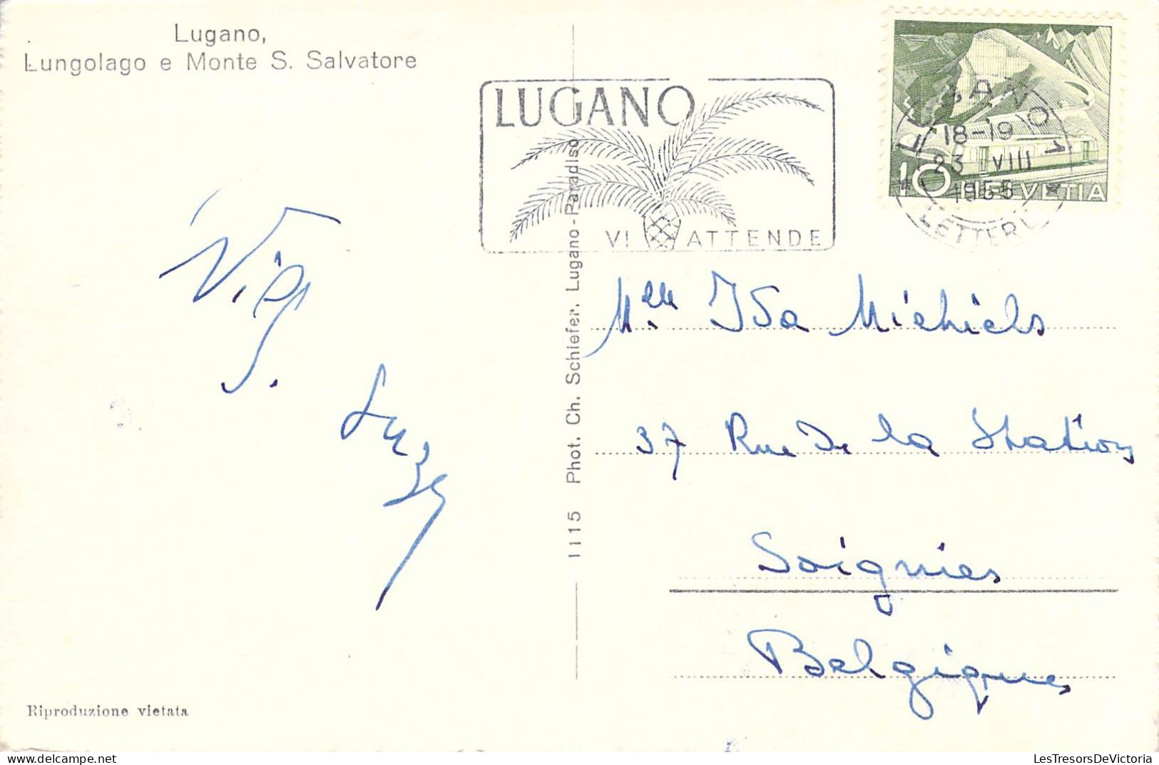 SUISSE - Lugano - Lungolago E Monte S. Salvatore - Carte Postale Ancienne - Lugano