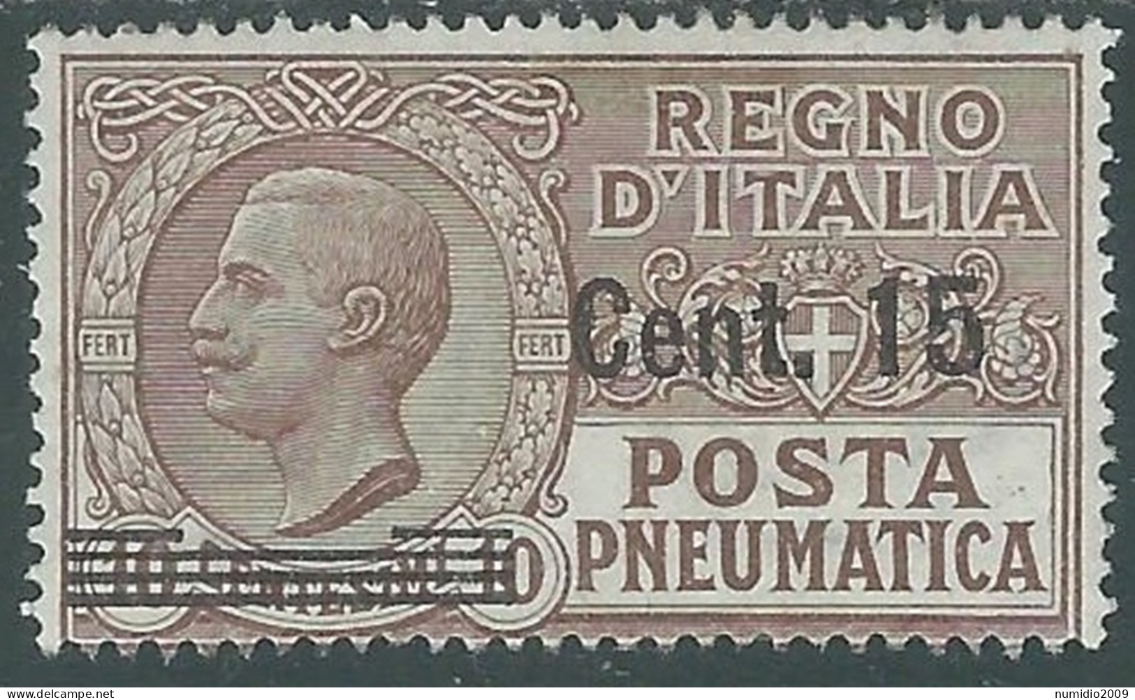 1924-25 REGNO POSTA PNEUMATICA EFFIGIE SOPRASTAMPATO 15 SU 10 CENT MH * - RC32-5 - Pneumatic Mail