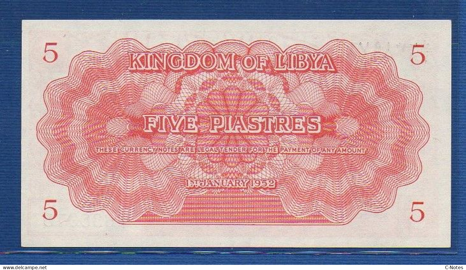 LIBYA - P.12 – 5 Piastres 1952 AUNC, Serie  K/I 638978 - Libya