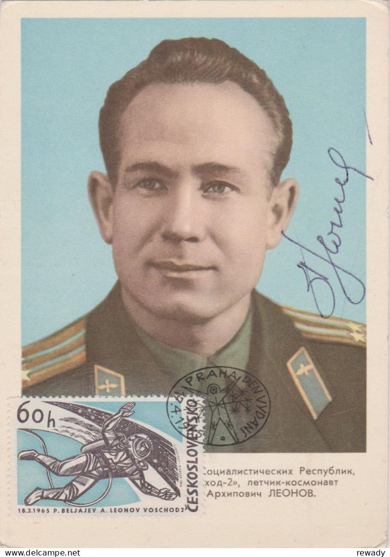 Russia -  Alexei Arkhipovich Leonov - Maximum Postcard - Original Autograph - Espace