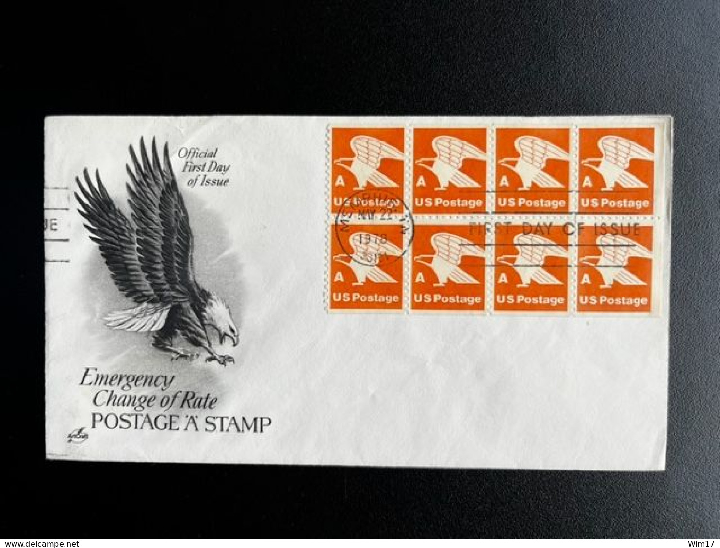 UNITED STATES USA 1978 FDC EMERGENCY CHANGE OF RATE BOOKLET PANE VERENIGDE STATEN AMERIKA AMERICA - 1971-1980