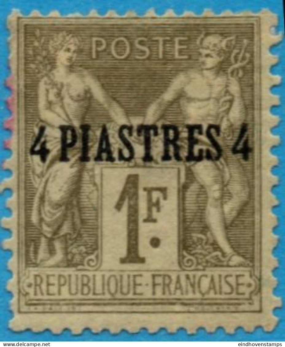 Levant France 1885 4 Pi On 1 Fr MH 2305.0210 - Neufs