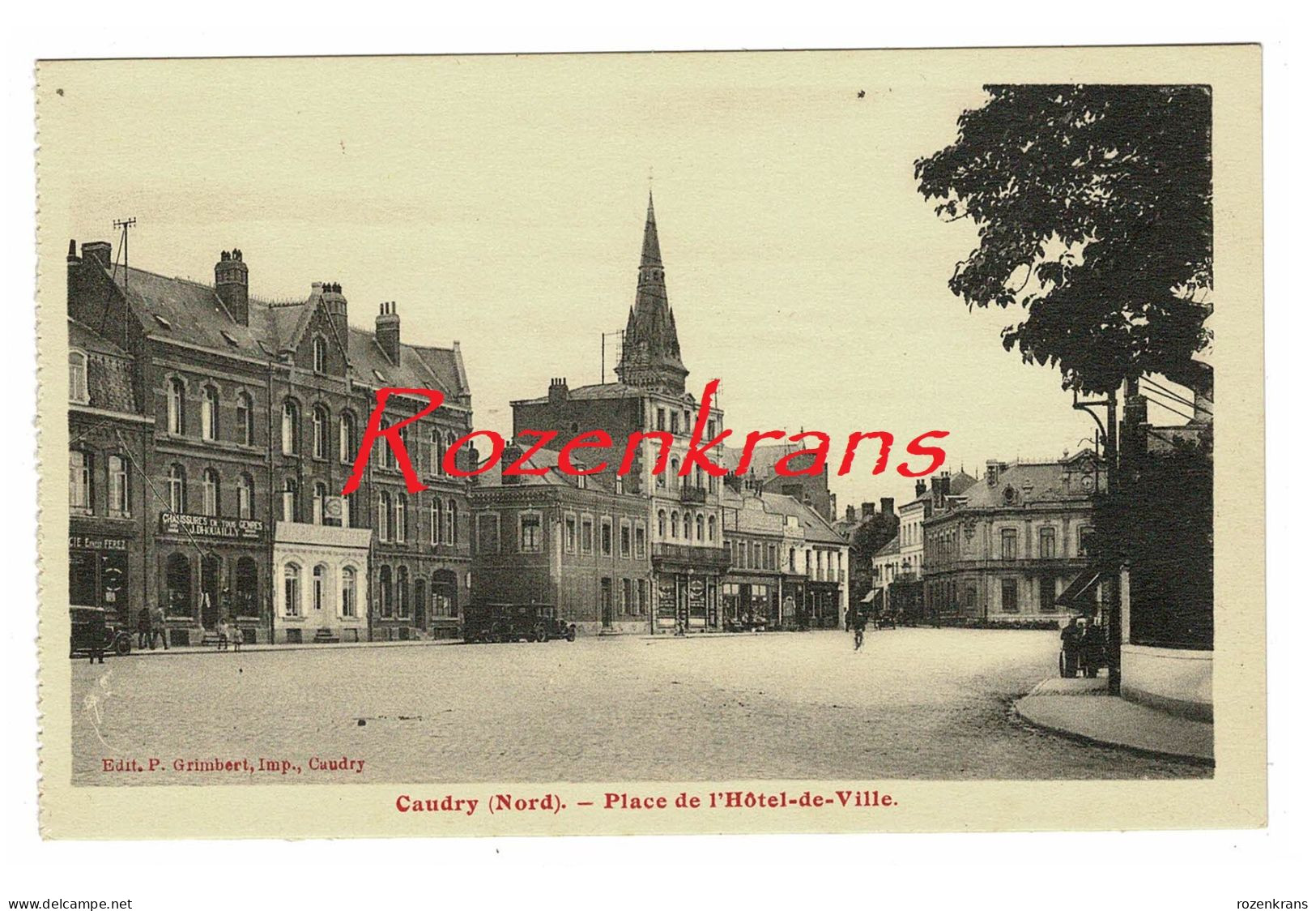 CAUDRY : Place De L'Hôtel De Ville CPA Carte Postale Old Postcard Frankrijk France [03] Nord Animee - Caudry