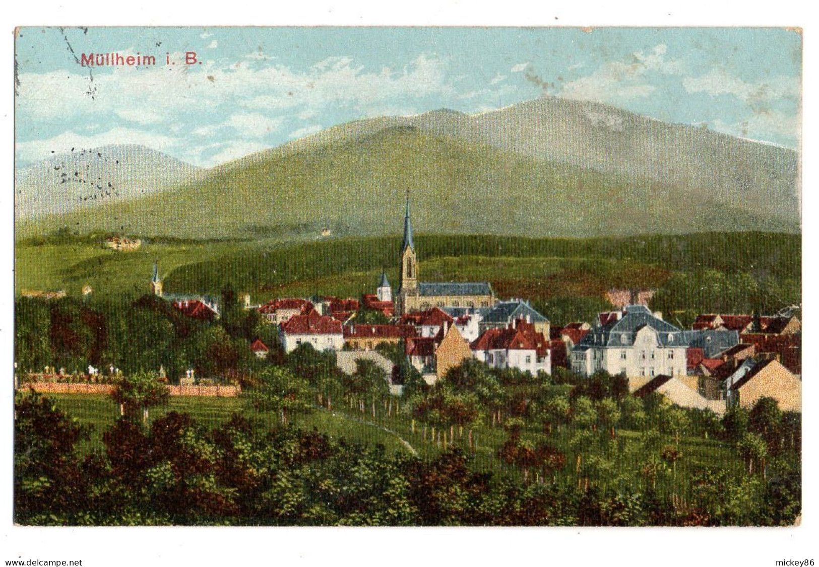 Allemagne--MUELLHEIM --1916-- Vue Générale ....colorisée .....cachet - Müllheim