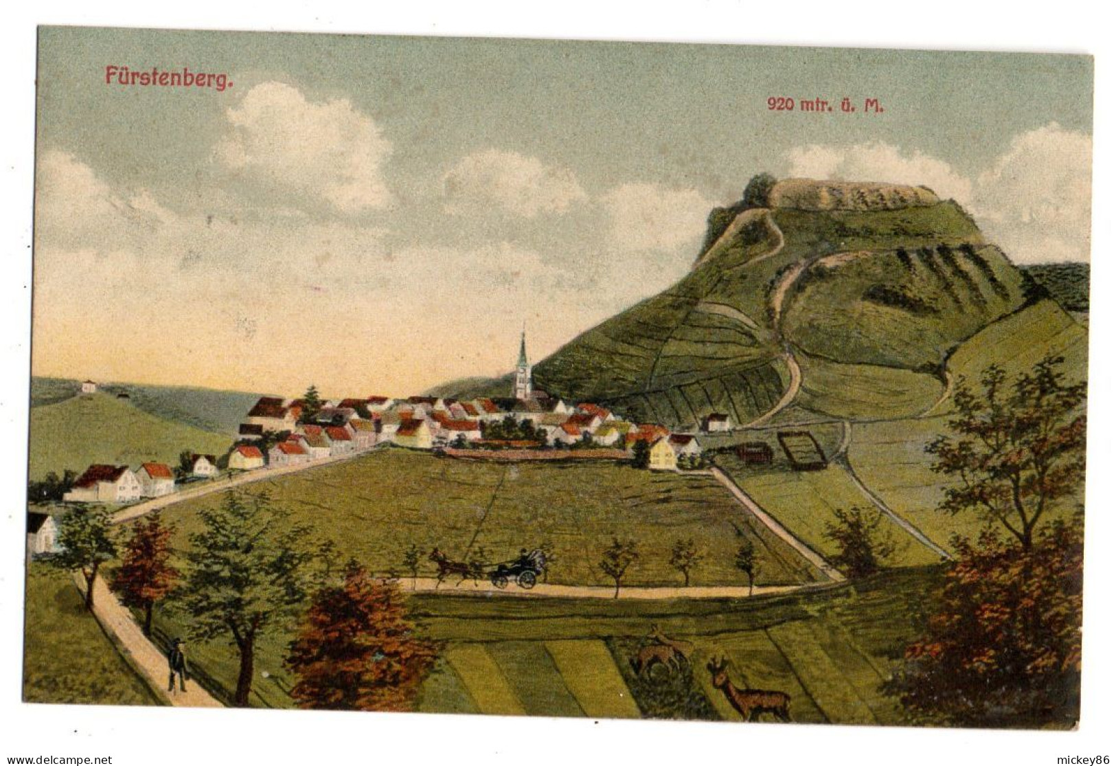 Allemagne--FUERSTENBERG --1912-- Illustrateur   ????--Das Staedtchen Fuerstenberg.....colorisée .....cachet   NEUDINOEN - Fürstenberg