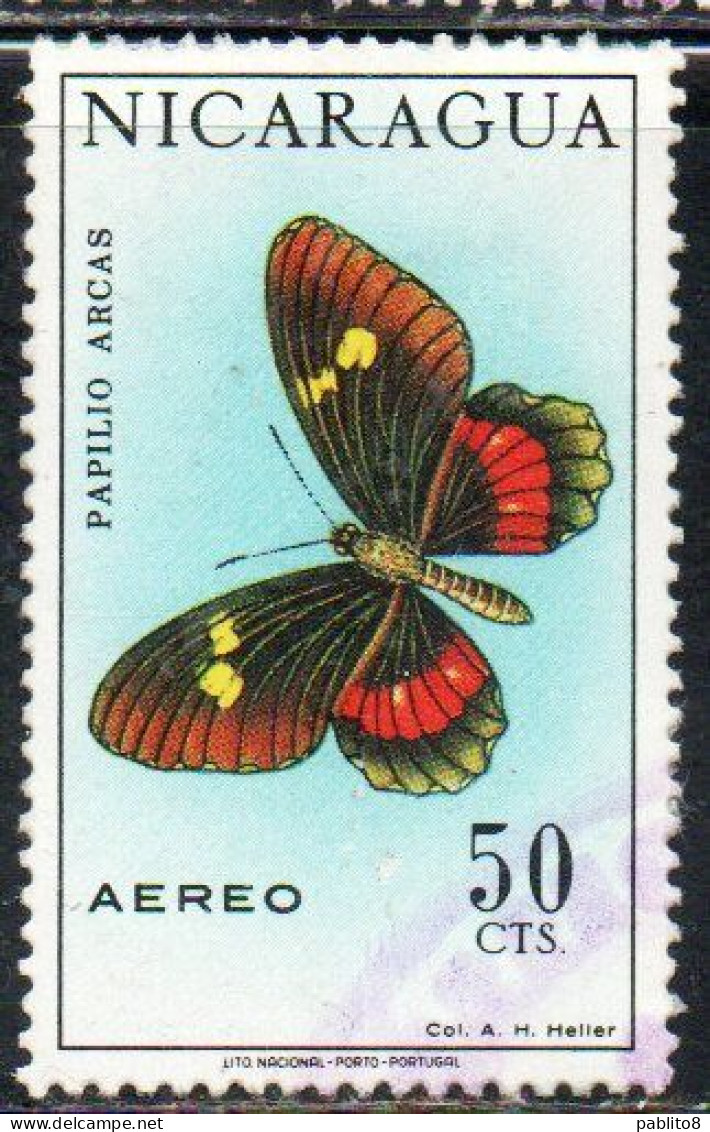 NICARAGUA 1967 AIR POST MAIL AIRMAIL BUTTERFLIES FARFALLE BUTTERFLY PAPILIO ARCAS 50c USED USATO OBLITERE' - Nicaragua