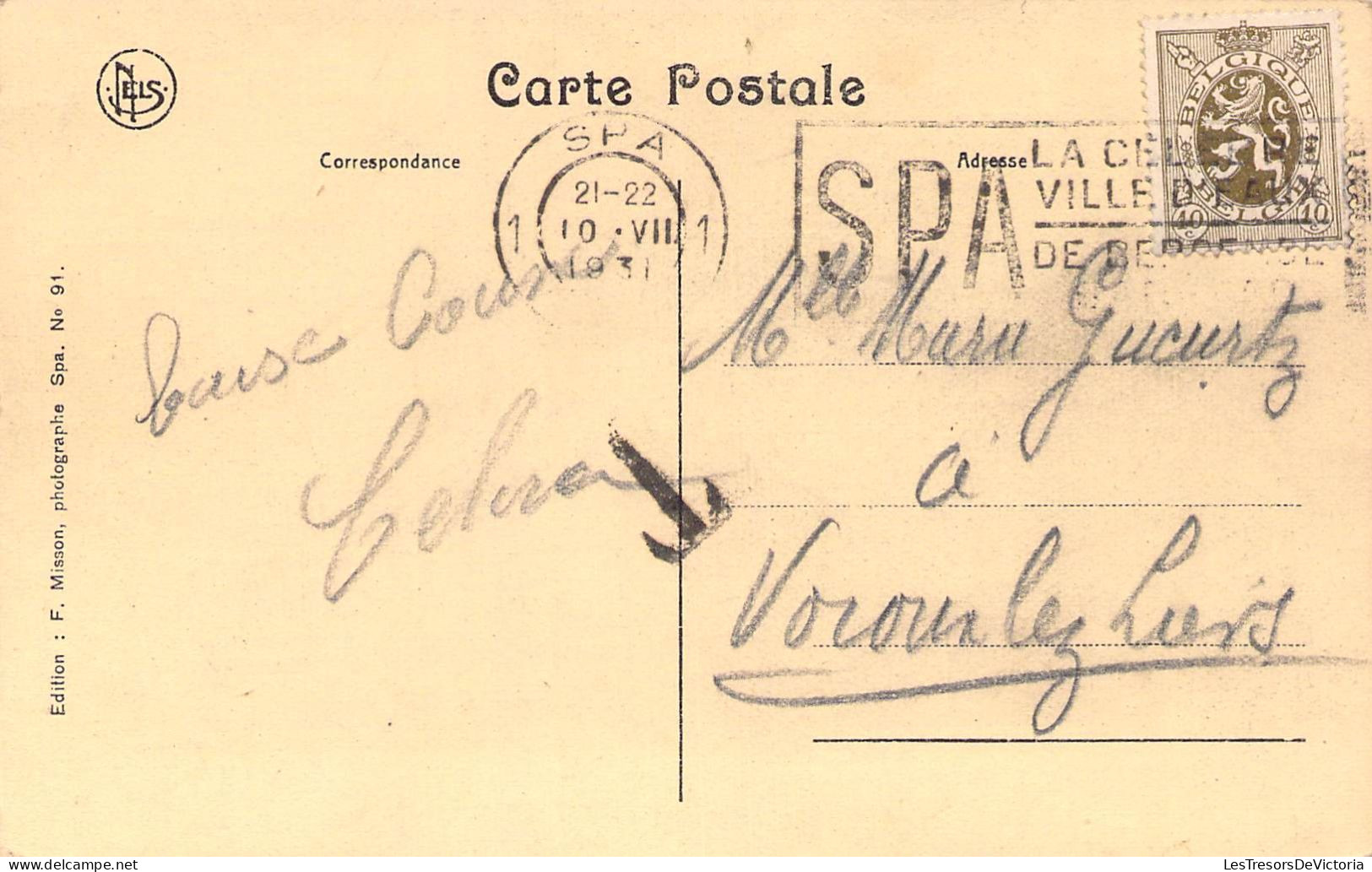 BELGIQUE - SPA - La Cascade Et Le Grand Hôtel De Spa - Edition F Misson - Carte Postale Ancienne - Spa