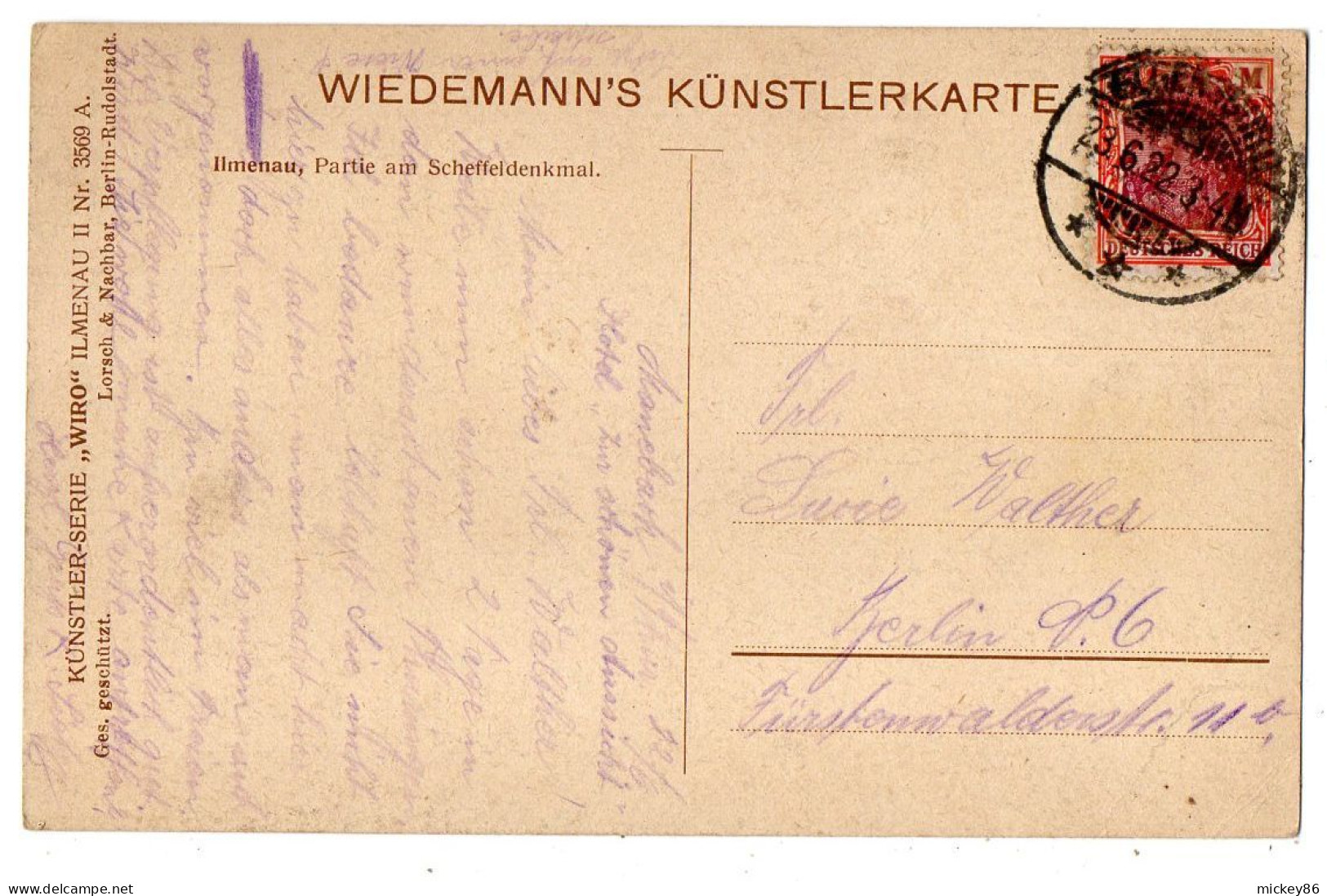 Allemagne--ILMENAU -- 1922-- WIRO .....colorisée...timbre......cachet - Ilmenau