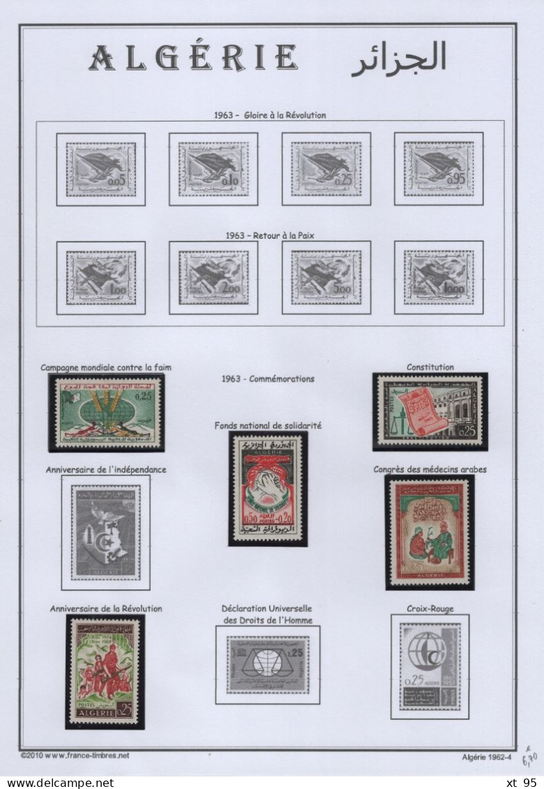 Algerie - Collection Quasi Complete Sur Page D Album 1963 à 1969 - Timbres Neufs ** Sans Charniere à 90% - Cote 230.50€ - Collections (en Albums)