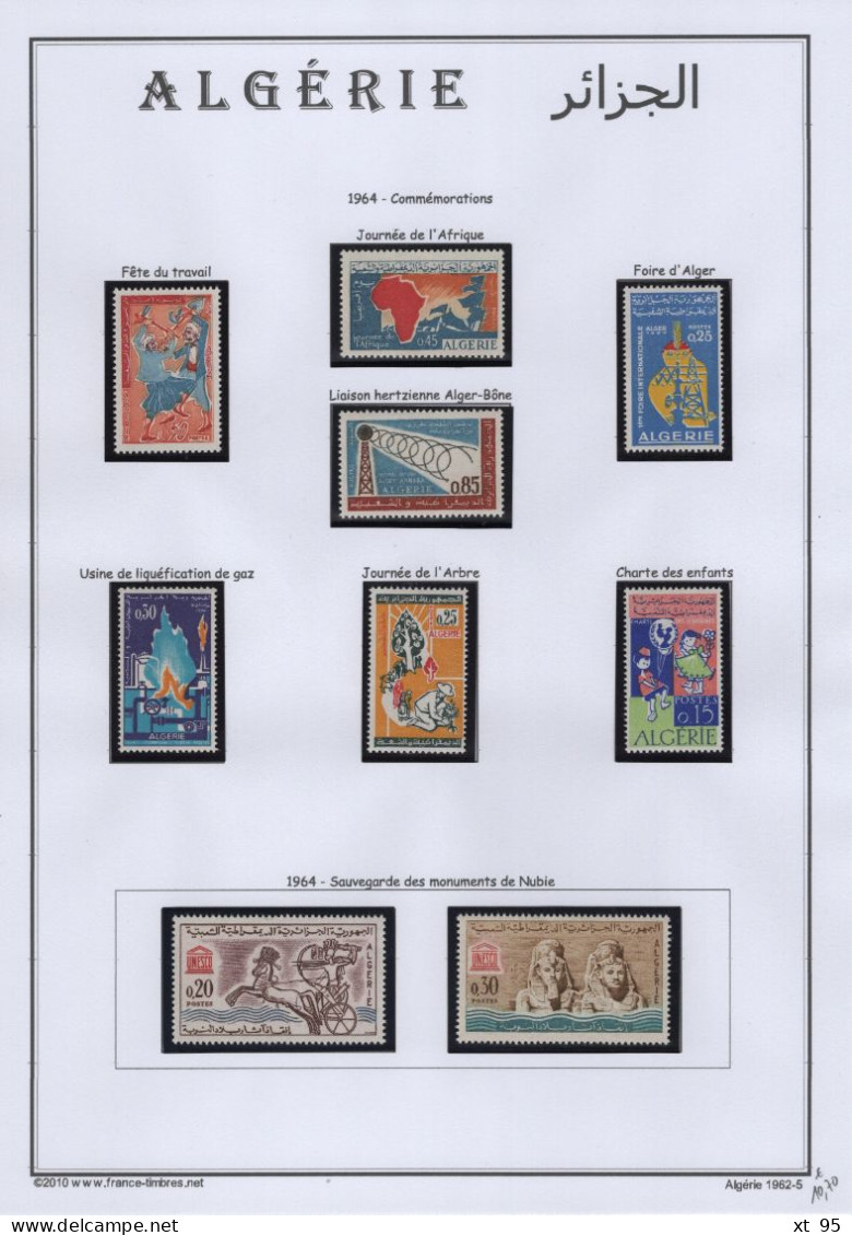 Algerie - Collection Quasi Complete Sur Page D Album 1963 à 1969 - Timbres Neufs ** Sans Charniere à 90% - Cote 230.50€ - Sammlungen (im Alben)