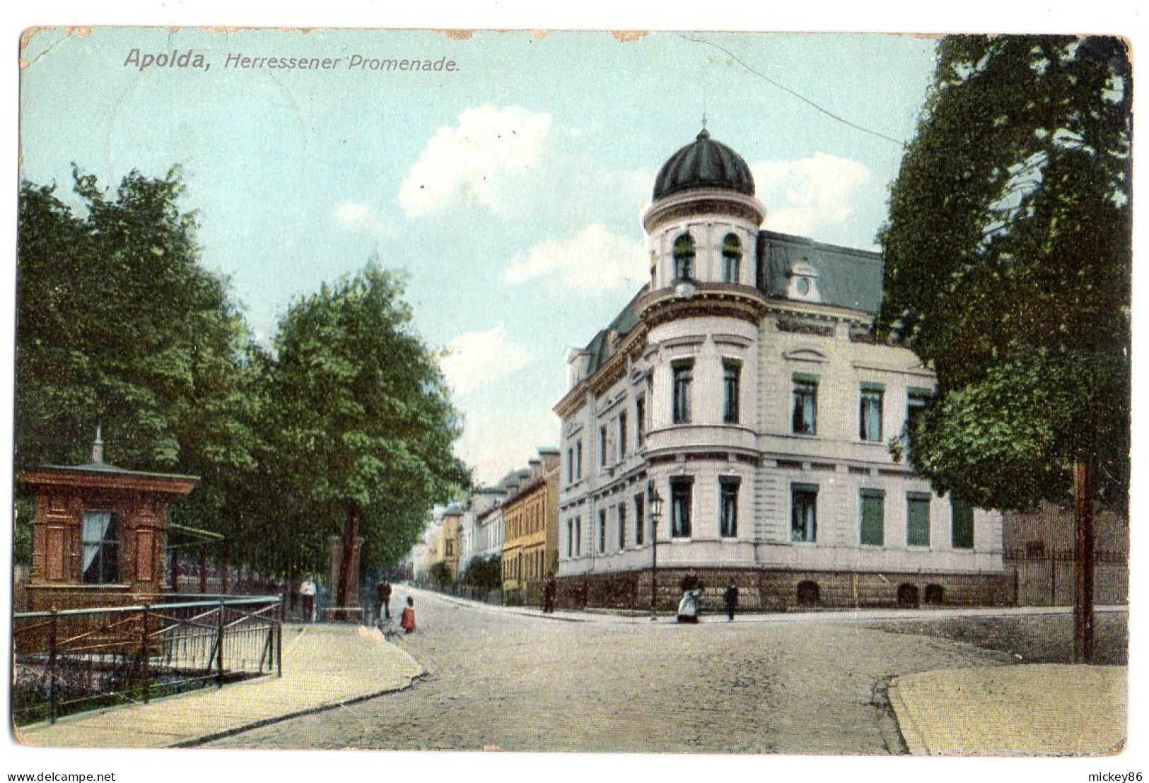 Allemagne--APOLDA --1910 -- Herressener Promenade  (petite Animation)......colorisée.....timbre....cachet - Apolda