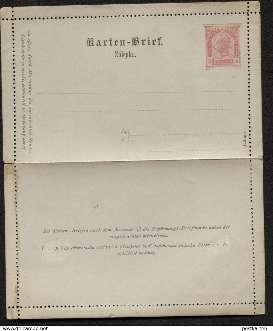 ÖSTERREICH Kartenbrief K23 Ascher K23b Böhmisch Gez. L9.5 1890 Kat. 7,00 €+ - Letter-Cards