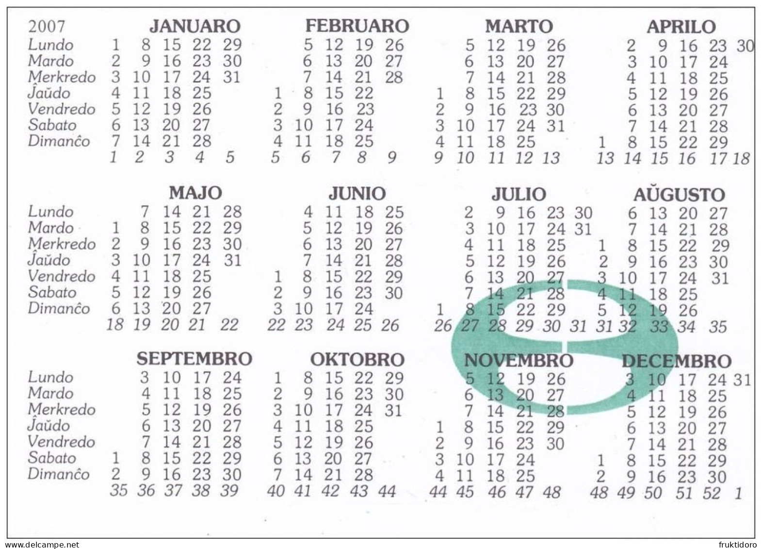 AKEO 15 Esperanto Cards Calendars 2002 / 2007 - Kalendaro - Esperanto