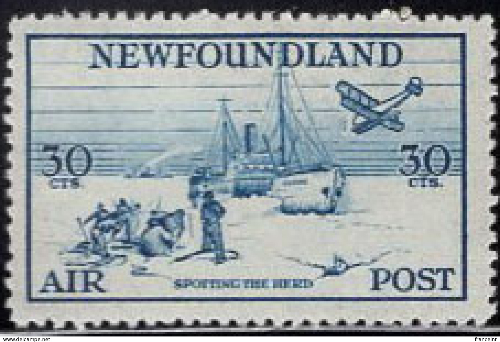 Newfoundland (1933) 30c Airmail. Scott C15. MH - Back Of Book