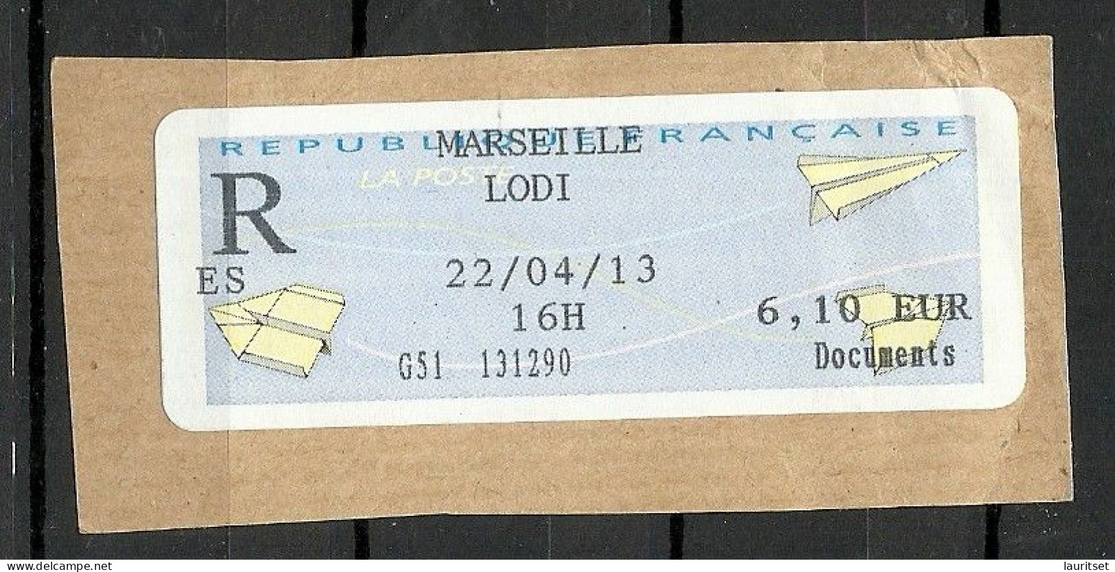 FRANCE 2022 Paper Stamp Marseille Lodi 6,10 EUR Documents On Piece - 2000 « Avions En Papier »
