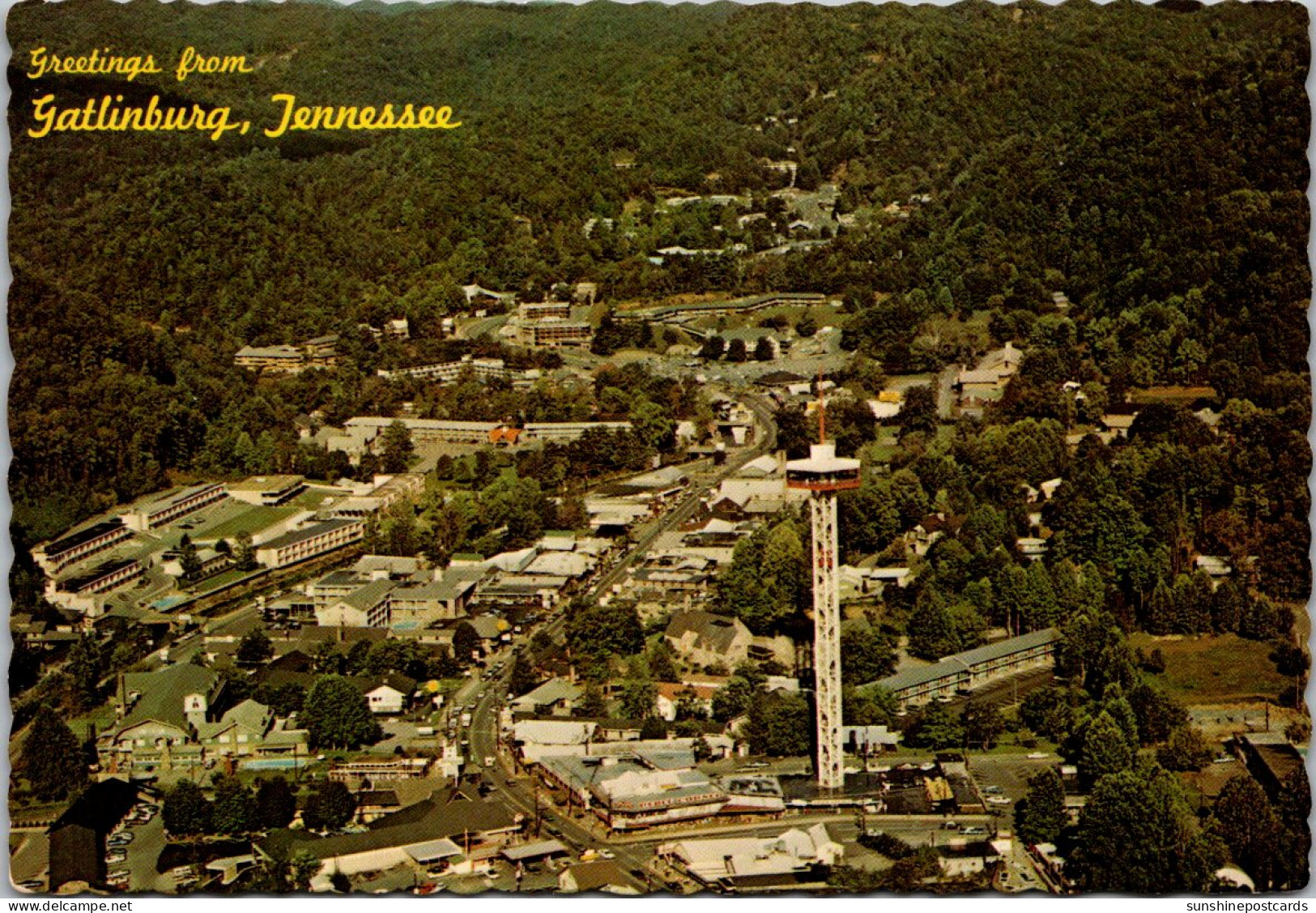 Tennessee Greetings From Gatlinburg Aerial View - Smokey Mountains