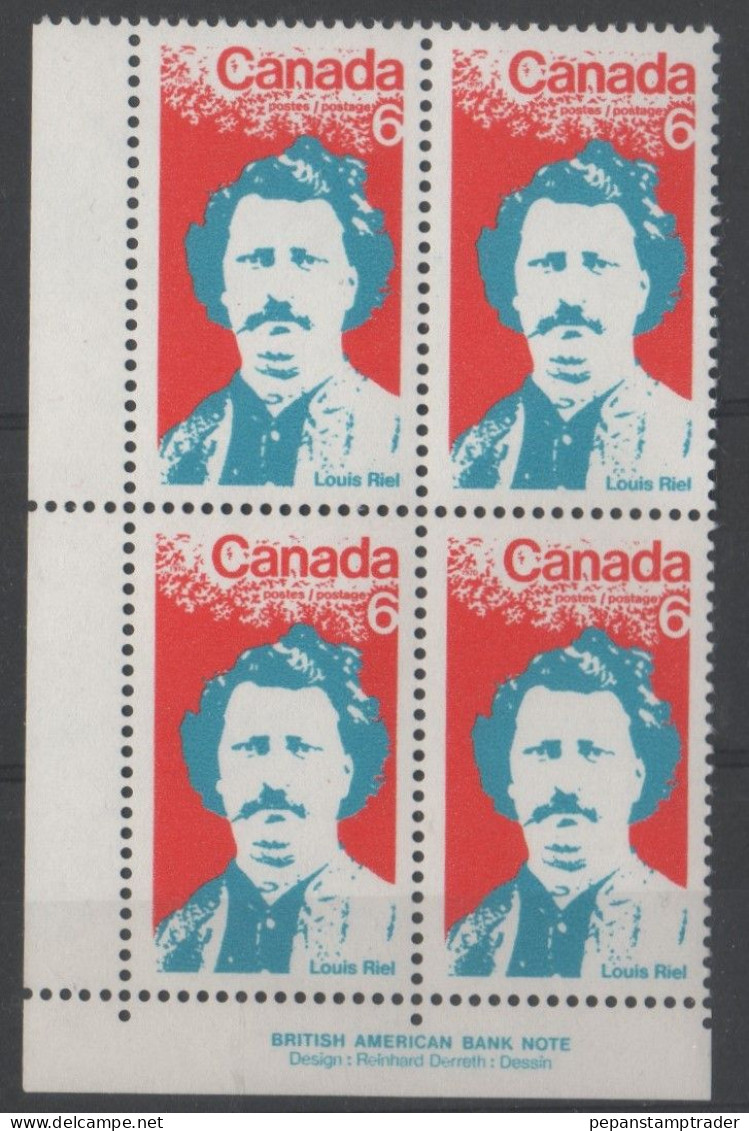 Canada - #515 - MNH PB - Plattennummern & Inschriften