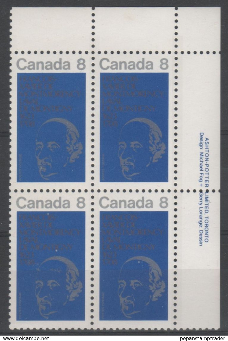 Canada - #611 - MNH PB - Plattennummern & Inschriften