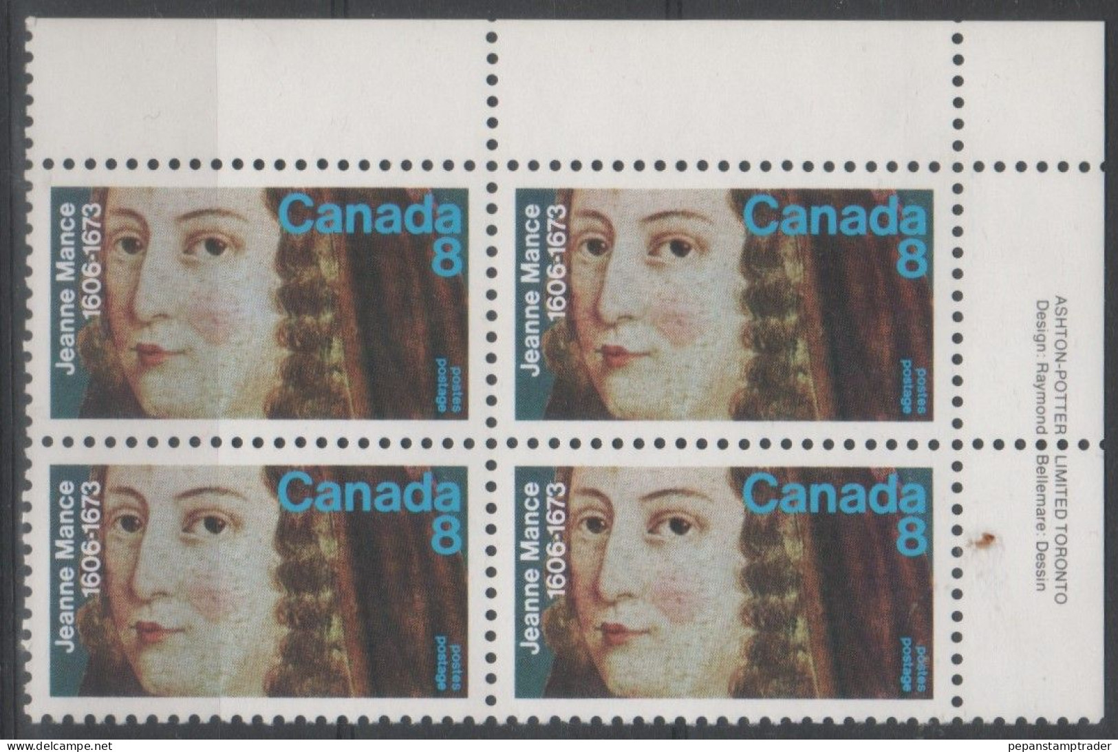 Canada - #615 - MNH PB - Plattennummern & Inschriften