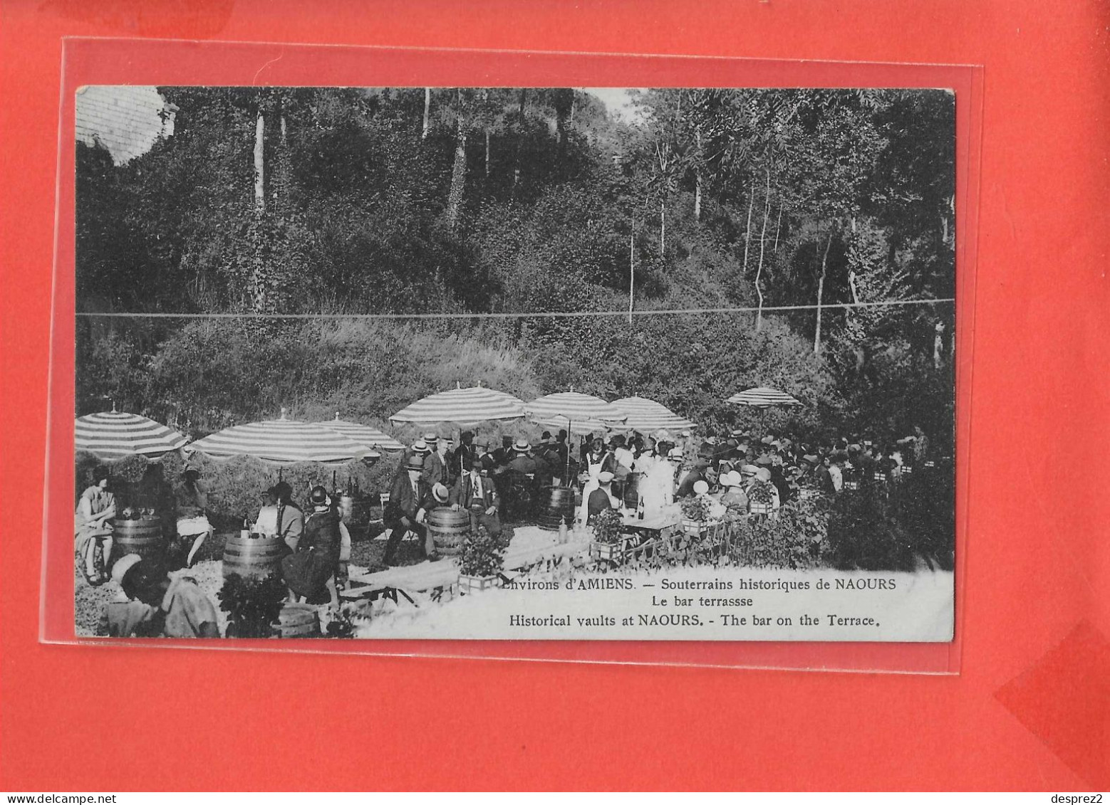 80 NAOURS Souterains Historiques Cpa Animée Le Bar Terrasse    Photo Hacquart - Naours