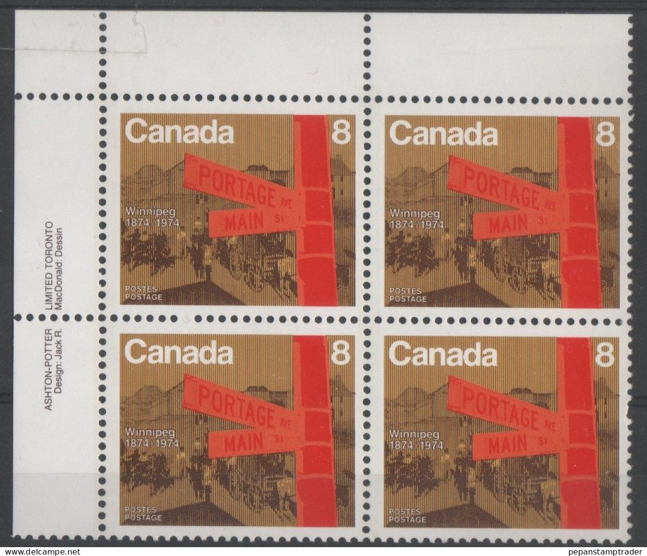 Canada - #633 - MNH PB - Plattennummern & Inschriften