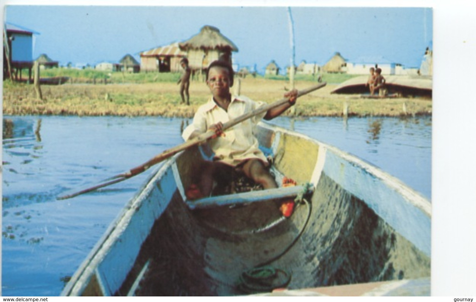 Afrique : Benin - Village Lacustre De Ganvié,  Promenade Sur L'eau (cp Vierge) Enfant Barque - Benin