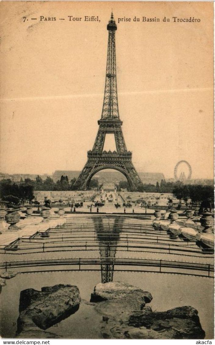 CPA AK PARIS 7e Tour Eiffel. Prise Du Bassin Du Trocadéro (241441) - Tour Eiffel