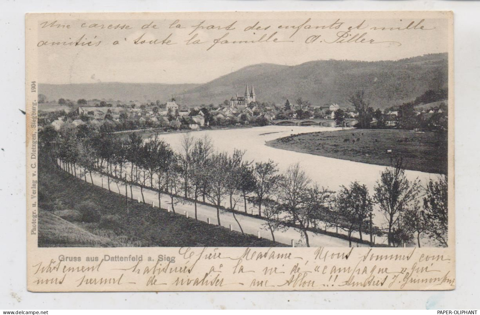 5227 WINDECK - DATTENFELD, Blick über Die Sieg, 1904, Sauberer Rundstempel, Verlag Dietzgen - Siegburg - Windeck