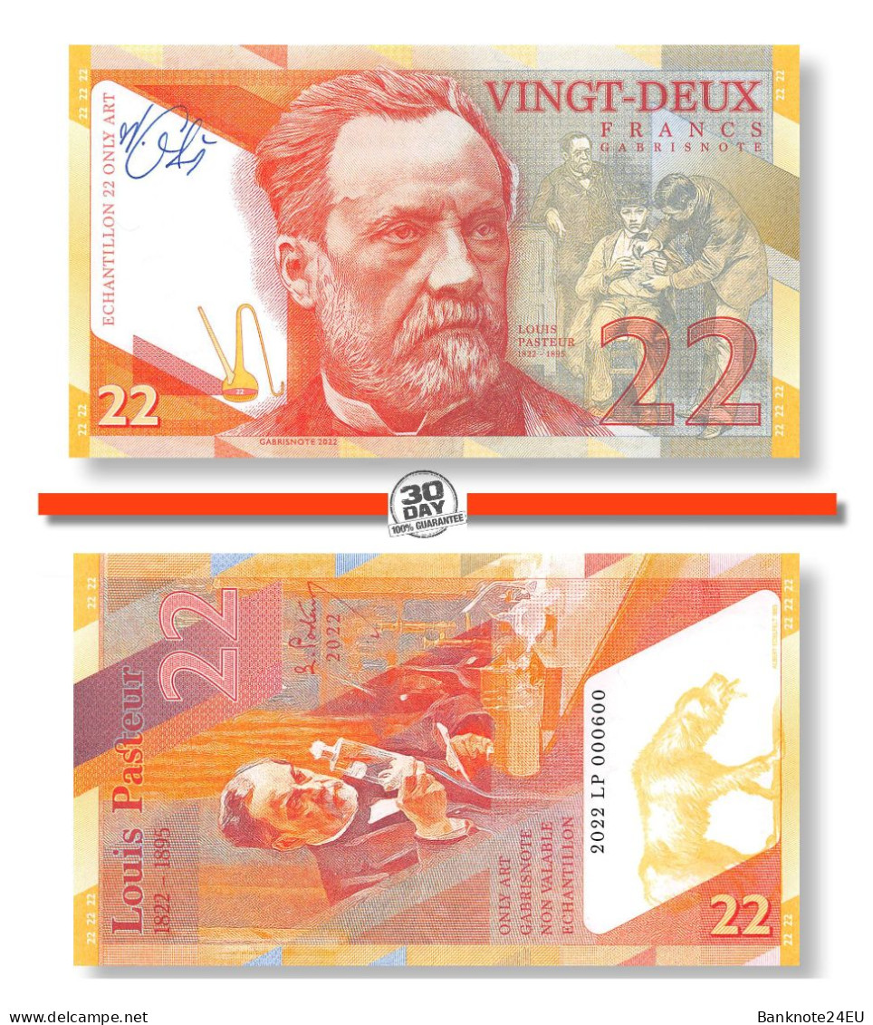 22 Francs Louis Pasteur 2022 Unc Specimen Signature - Fictifs & Spécimens