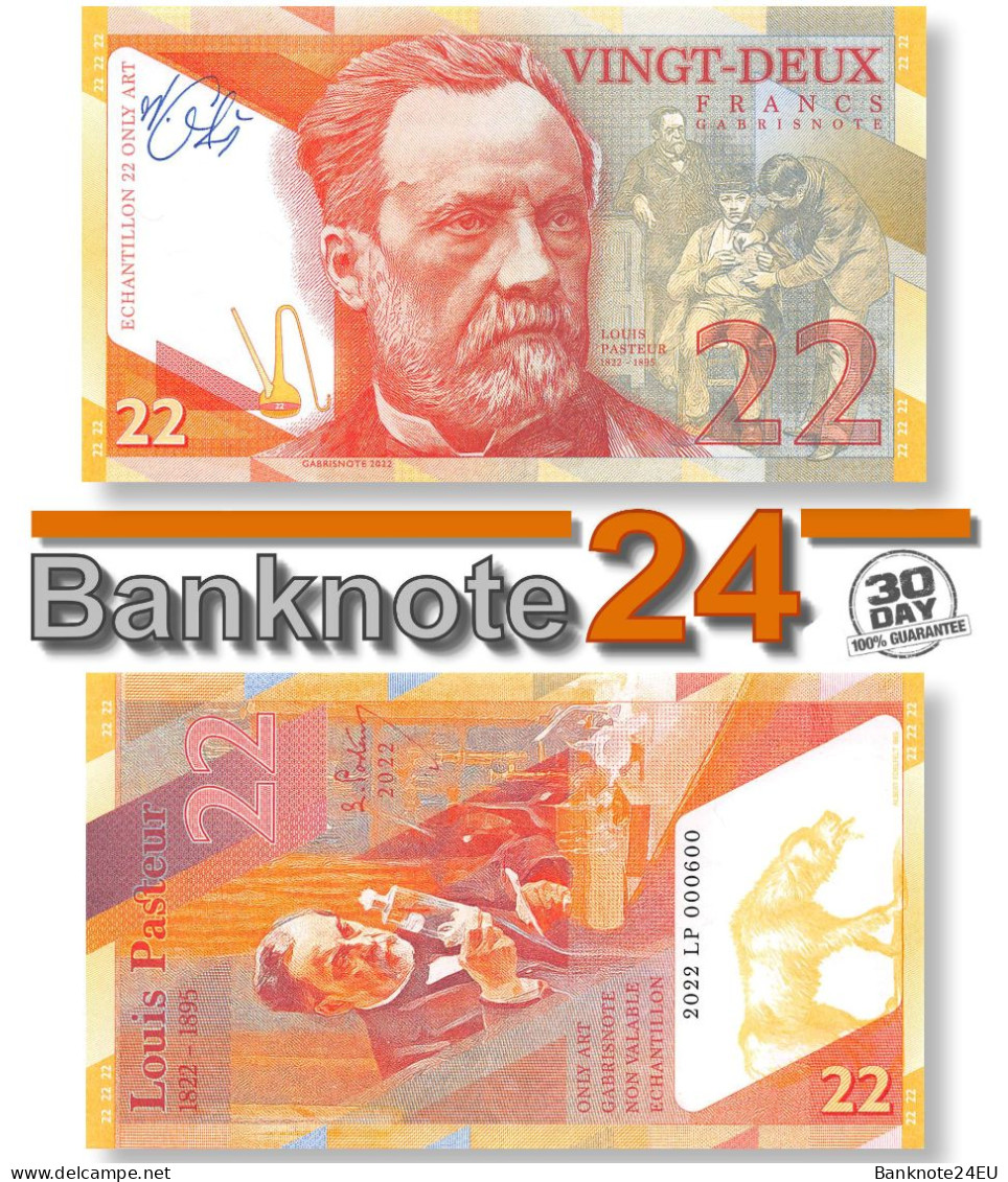 22 Francs Louis Pasteur 2022 Unc Specimen Signature - Fictifs & Spécimens