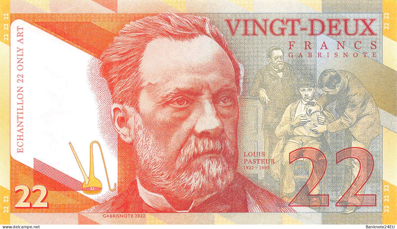 22 Francs Louis Pasteur 2022 Unc Specimen - Fictifs & Spécimens