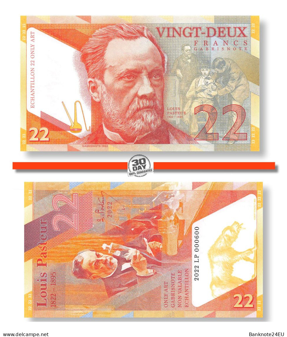 22 Francs Louis Pasteur 2022 Unc Specimen - Fictifs & Spécimens