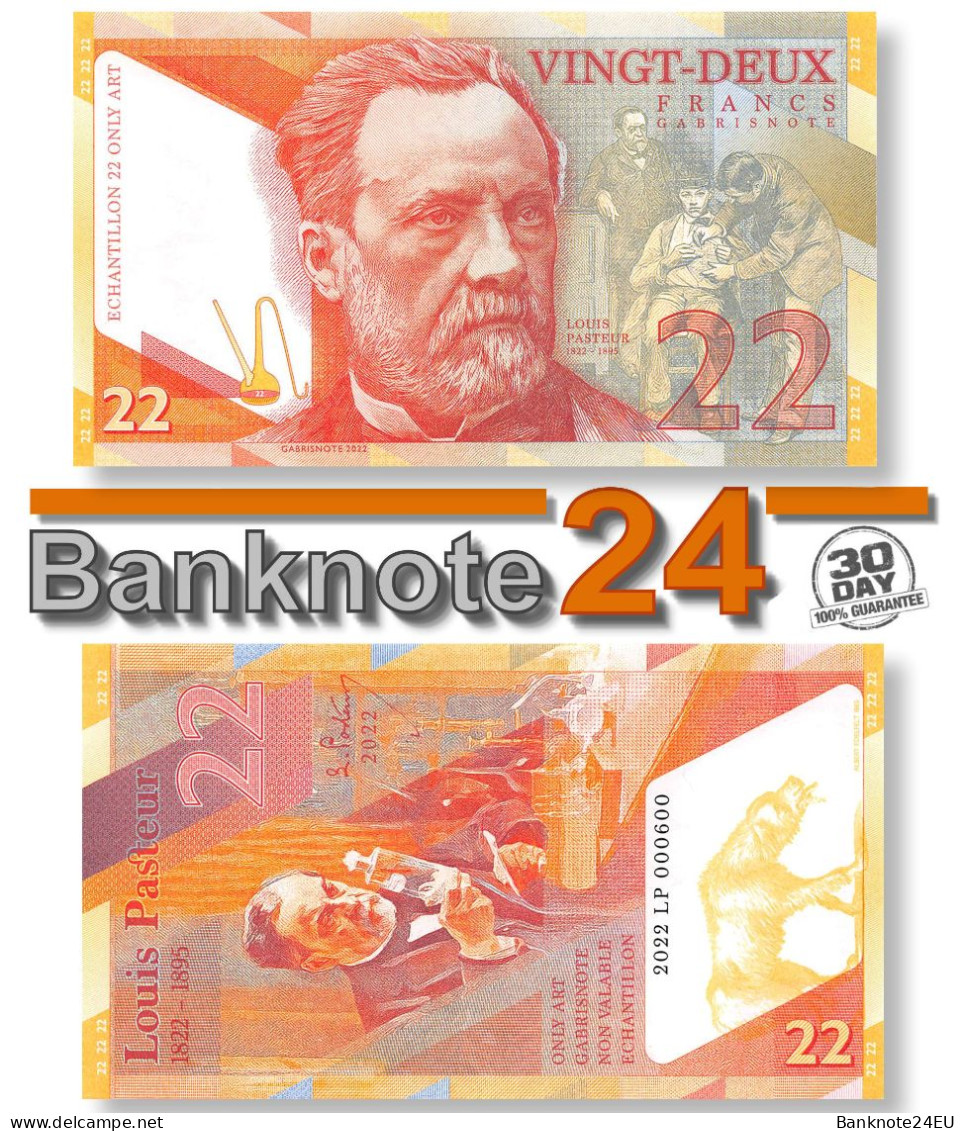 22 Francs Louis Pasteur 2022 Unc Specimen - Fictifs & Spécimens