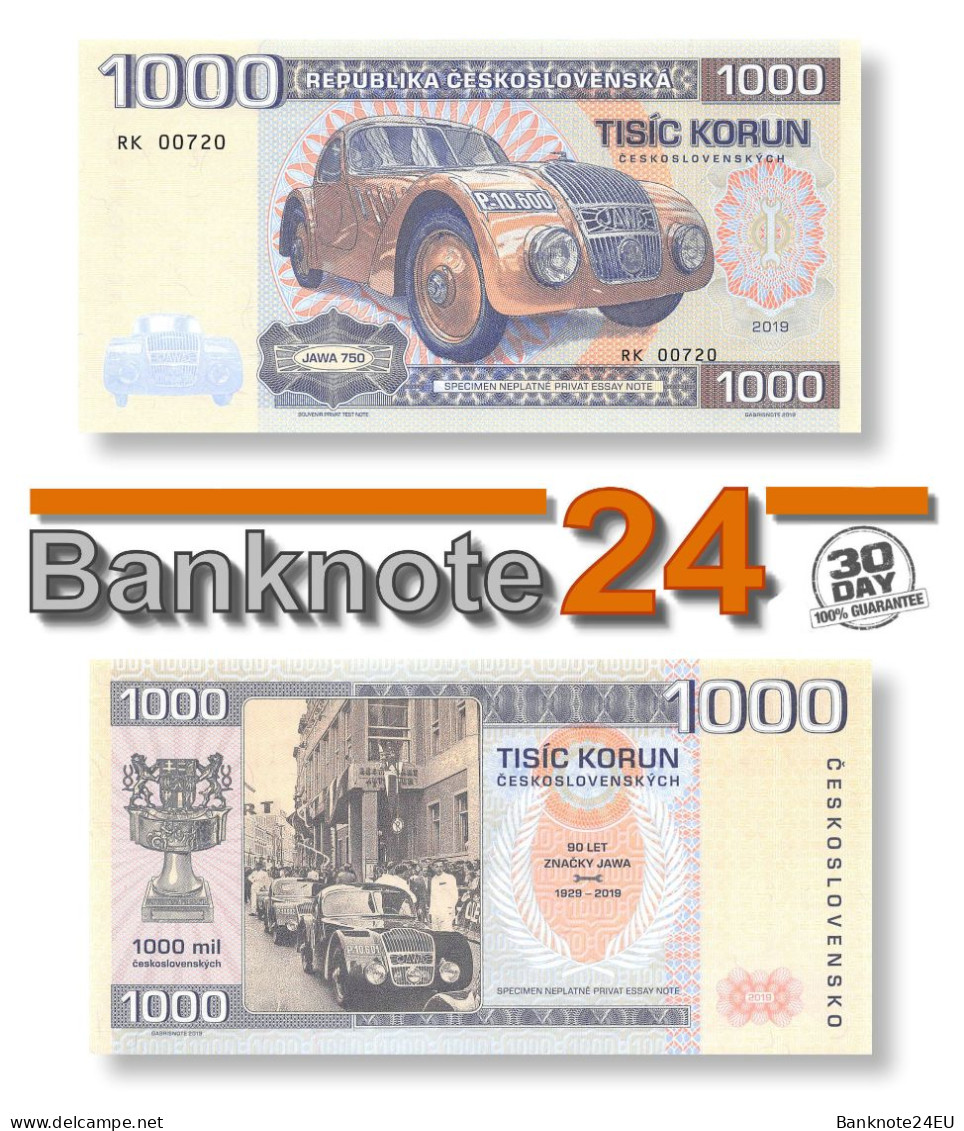 Czechoslovakia 1000 Korun 2019 Unc Specimen - Fictifs & Spécimens