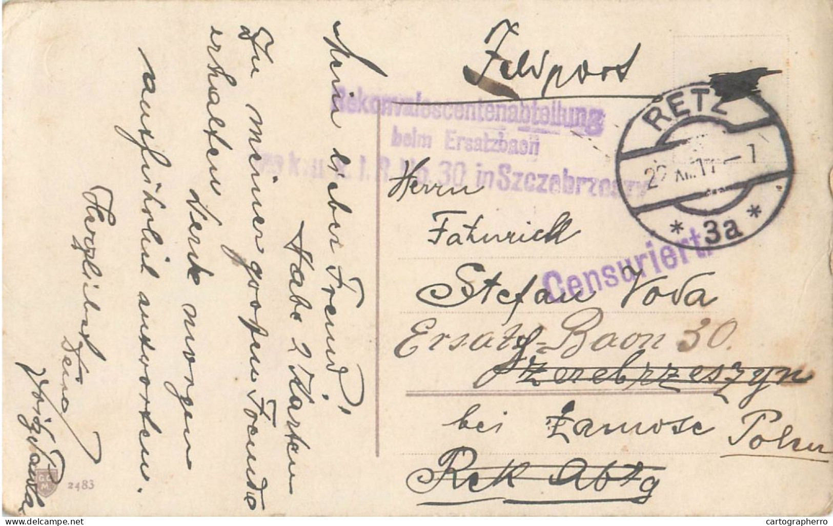 Censored Correspondance Retz Zamosc Polen Feldpost Censuriert 1917 - Briefe U. Dokumente