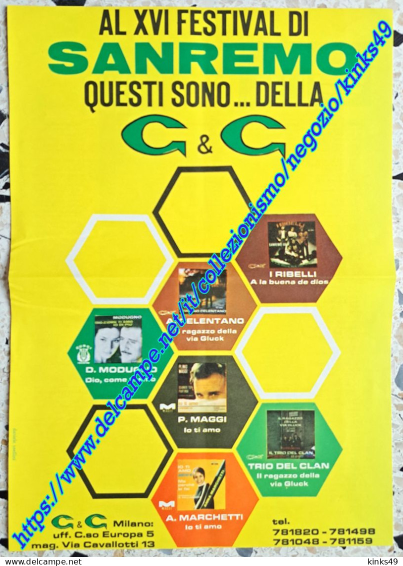 B242> < ADRIANO CELENTANO I RIBELLI TRIO DEL CLAN DOMENIICO MODUGNO +++ > Pagina Pubblicità Sanremo = 1967 - Posters