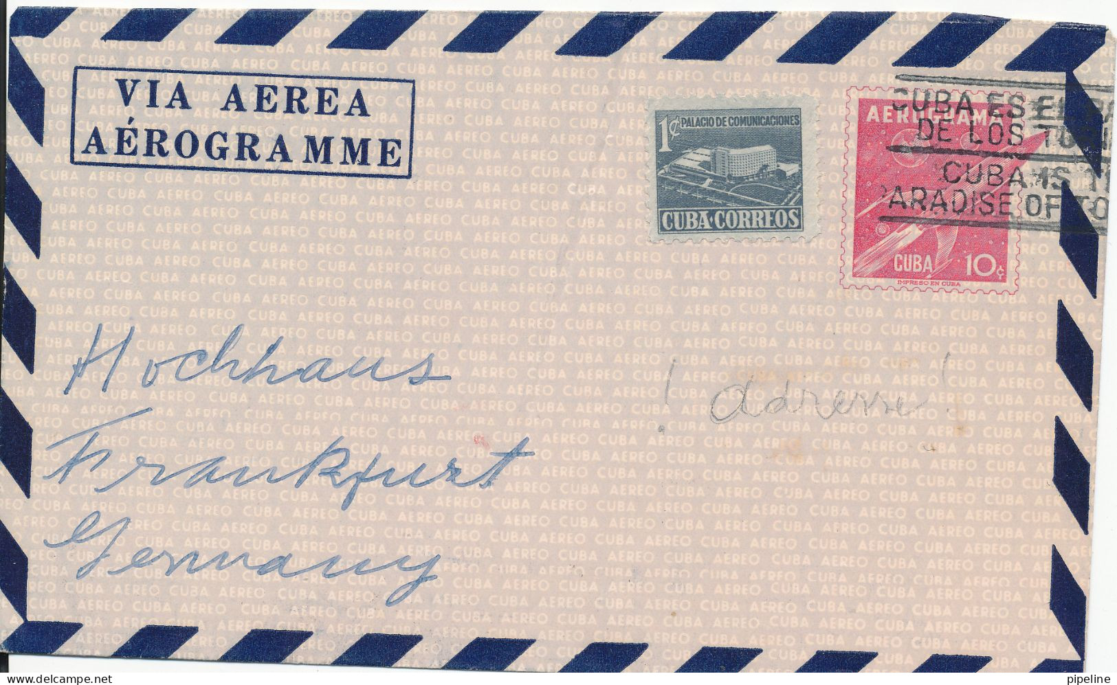 Cuba Aerogramme Sent To Germany - Poste Aérienne
