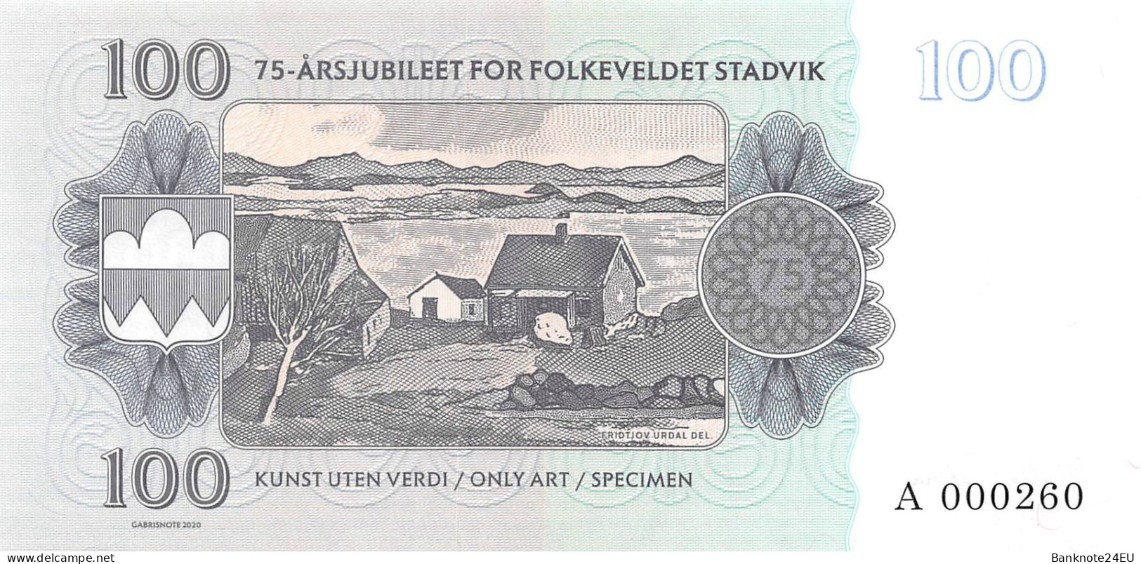 Norway 100 øyrar 2020 Unc Specimen - Fictifs & Spécimens