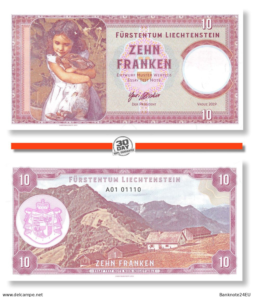 Liechtenstein 10 Franken 2019 Unc Specimen - Ficción & Especímenes