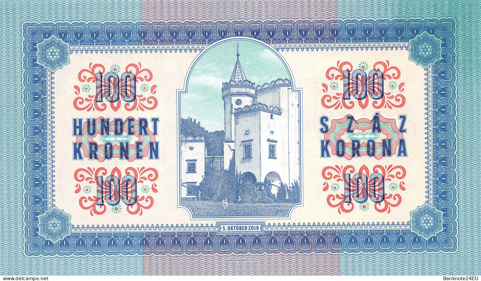 Slovakia Moravany 100 Korun 2019 Unc Specimen - Ficción & Especímenes