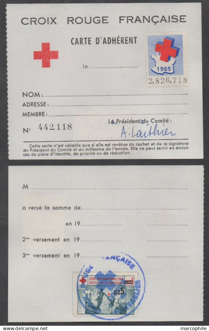 CROIX ROUGE - RED CROSS - ROT KREUZ - PONTARLIER - DOUBS  / 1965 FRANCE 2 VIGNETTES SUR CARTE (ref 9009) - Rotes Kreuz