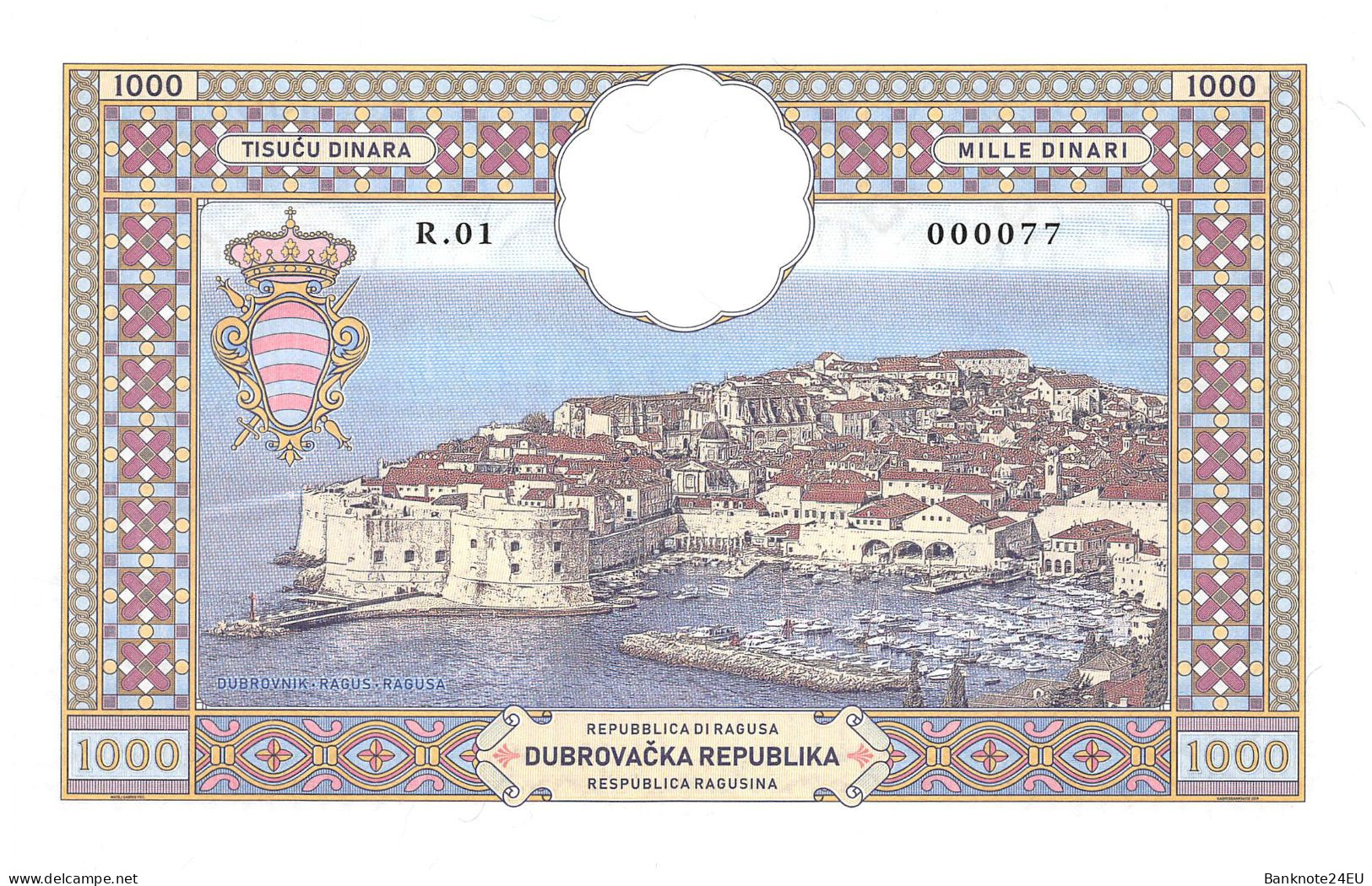 Croatia 1000 Dinara Dubrovnik 2019 Unc Specimen - Fictifs & Spécimens