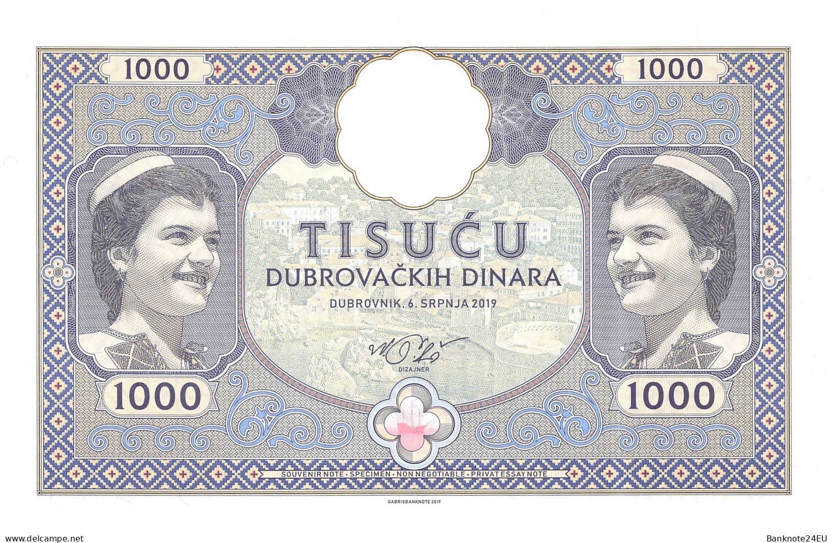 Croatia 1000 Dinara Dubrovnik 2019 A.01 Unc Specimen - Specimen