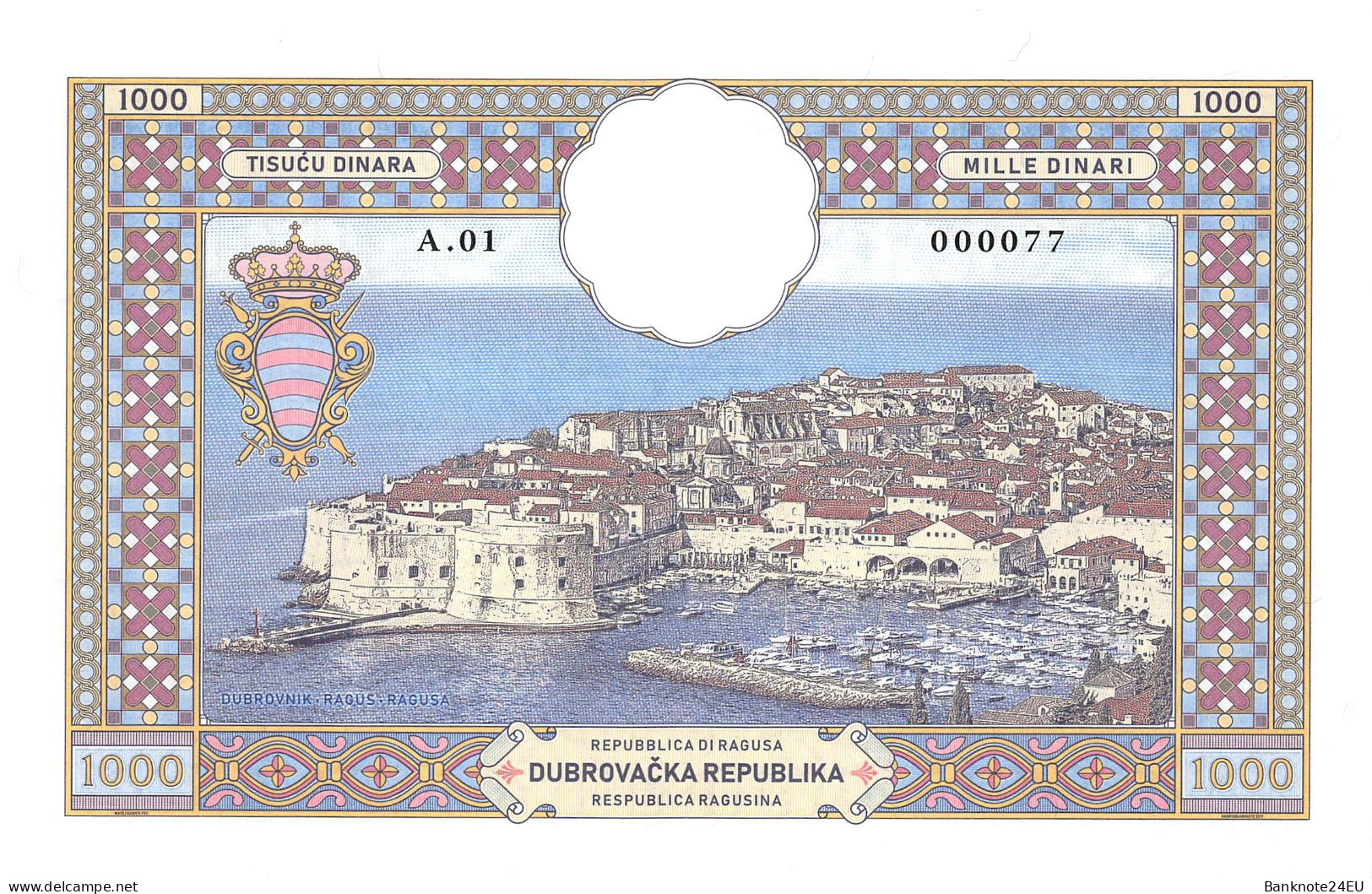 Croatia 1000 Dinara Dubrovnik 2019 A.01 Unc Specimen - Fiktive & Specimen