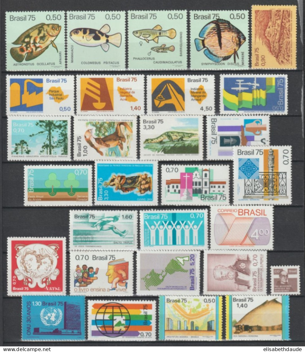 BRESIL - 1973/1975 - COLLECTION ** MNH - COTE YVERT = 326 EUR. - 3 PAGES - Verzamelingen & Reeksen