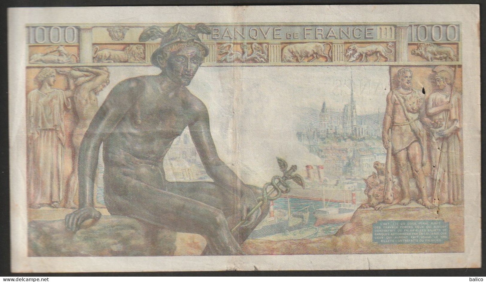Billet De 1000 Francs - Déesse DEMETER  - 2-6-1943  France  - N° O.6249  627 - 1 000 F 1942-1943 ''Déesse Déméter''