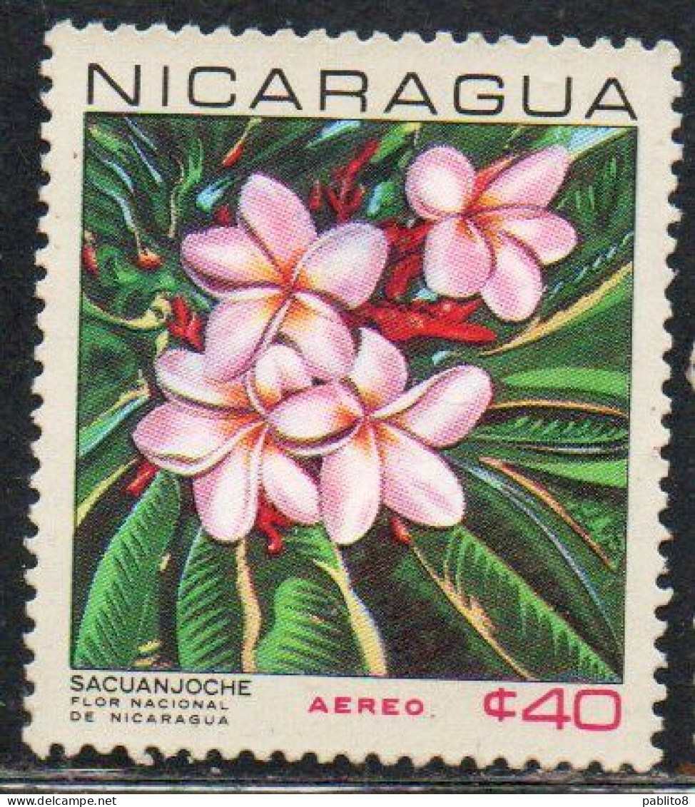 NICARAGUA 1967 AIR POST MAIL AIRMAIL FLORA NATIONAL FLOWERS SACUANJOCHE MAQUILISHUAT 40c USED USATO OBLITERE' - Nicaragua