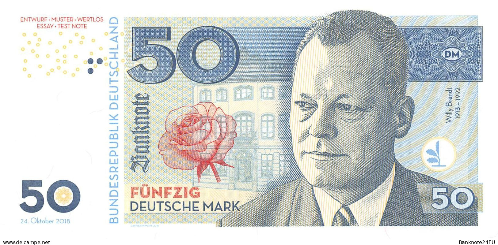 Germany 50 Mark 2018 Willy Brandt 1913-1992 Unc Specimen - Ficción & Especímenes