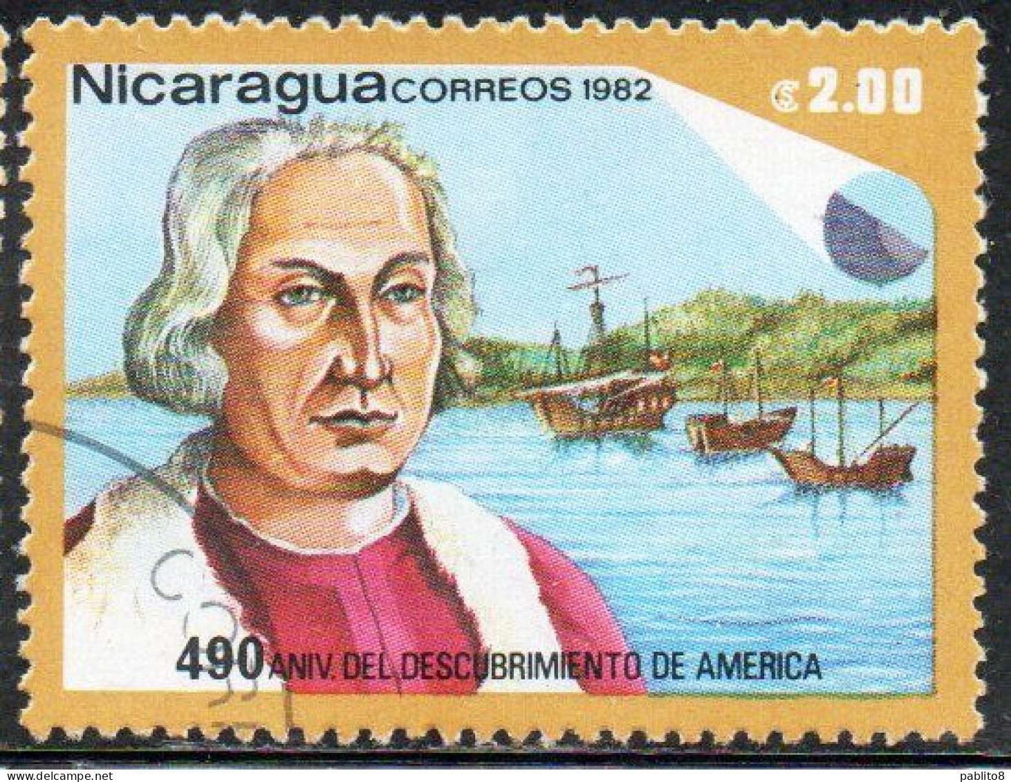 NICARAGUA 1982 DISCOVERY OF AMERICA COLUMBUS FLEET 2.00cor USED USATO OBLITERE' - Nicaragua